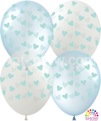 Balloons 12" with print "Blue Hearts" (10 pcs.)