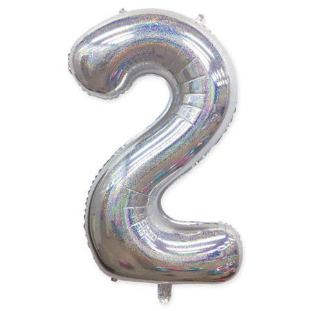 Balloon Foil Number "2" Silver Glitter (100cm.)