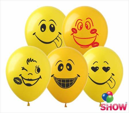 Balloons 12" with print "Smile. Emoji" (10 pcs.)